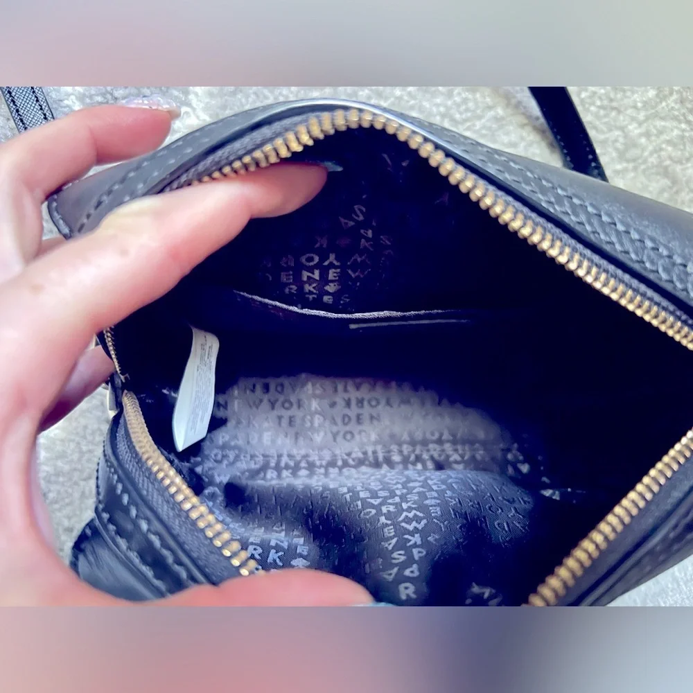 ♠️ Kate Spade ♠️ Black Leather and Calf Hair Leopard Crossbody Bag - Picture 5 of 13